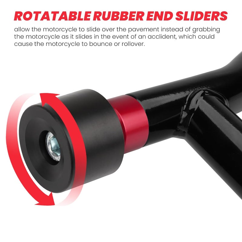 kekykm Motorcycle Engine Guard Saddlebag Guard Crash Bar Decorative wheel Rotatable End Sliders M12 Screw compatible with Harley Davidson Touring Softail Flat Out Tip Over Bar (Red-End Sliders) - Image 5